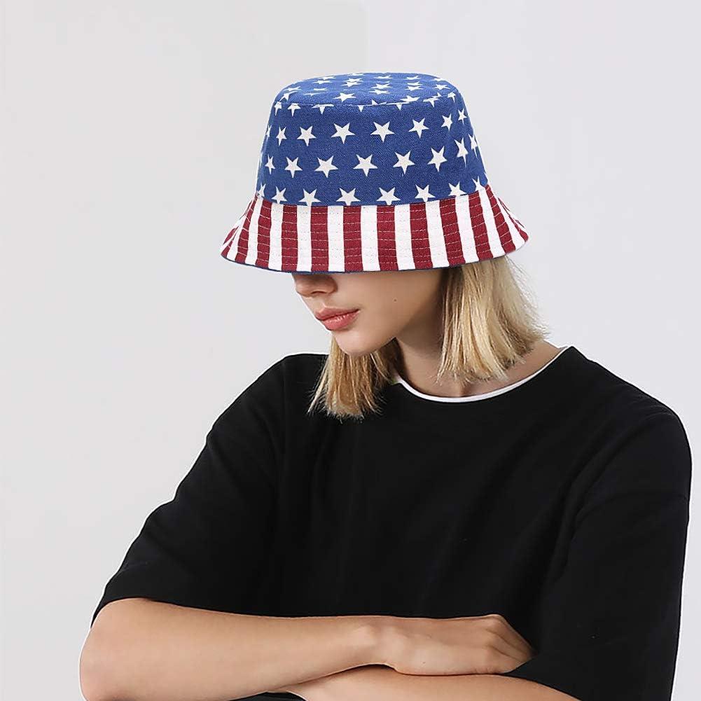 Sombrero de Cubo Reversible XYIYI Bandera Americana para Mujeres