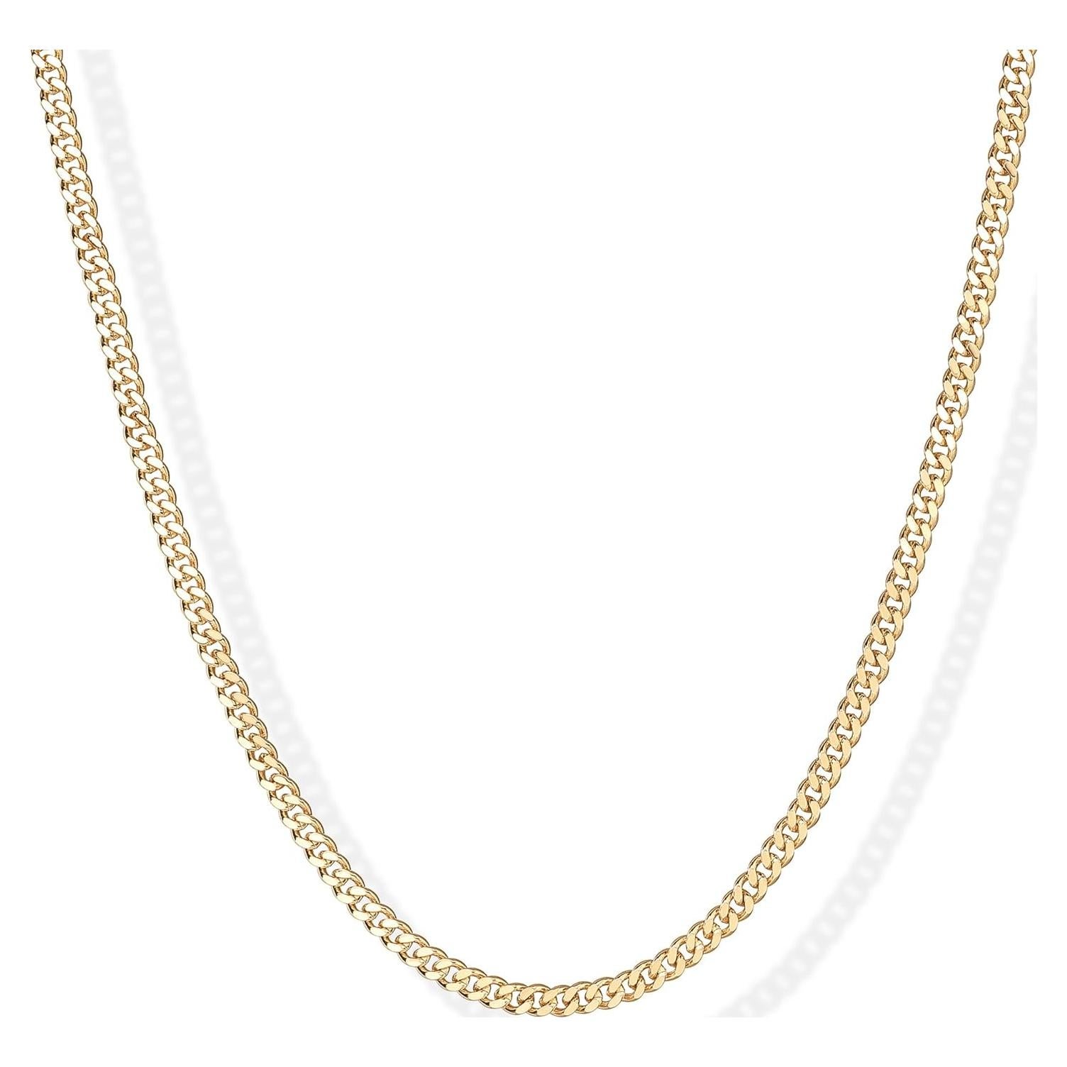 Collar Ajustable de Cadena Curb PAVOI Vermeil Oro 18K 38.1 cm