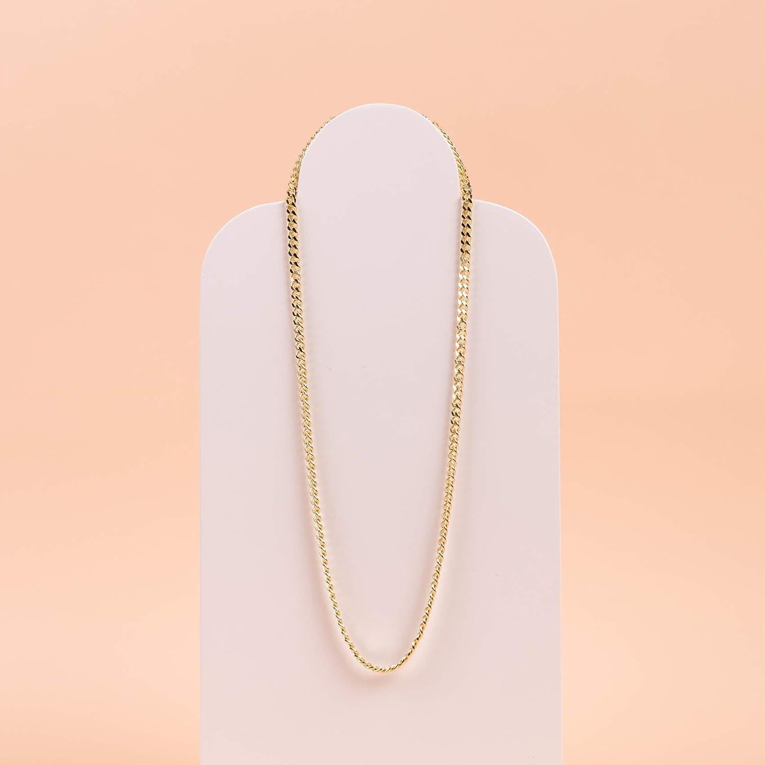 Collar Ajustable de Cadena Curb PAVOI Vermeil Oro 18K 38.1 cm