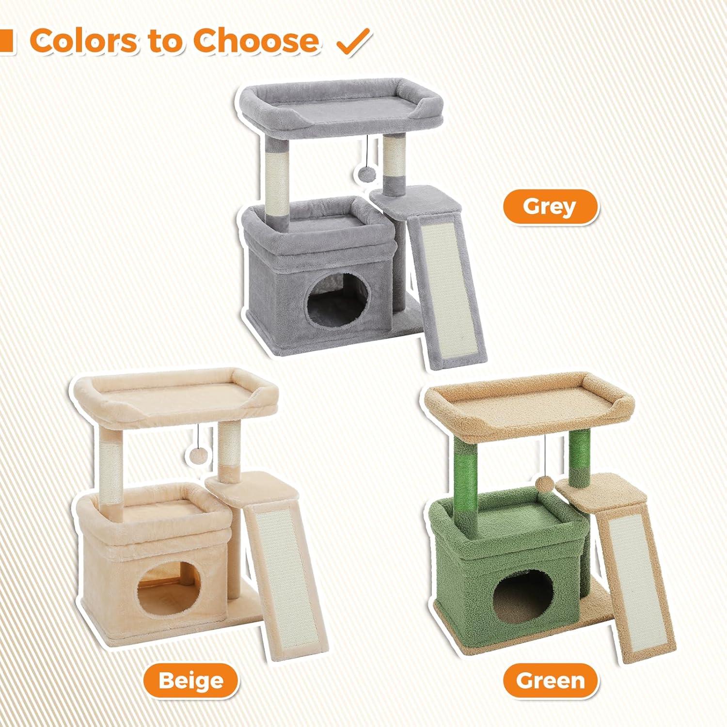 Torre para Gatos PEQULTI Beige con Perchero y Rascador