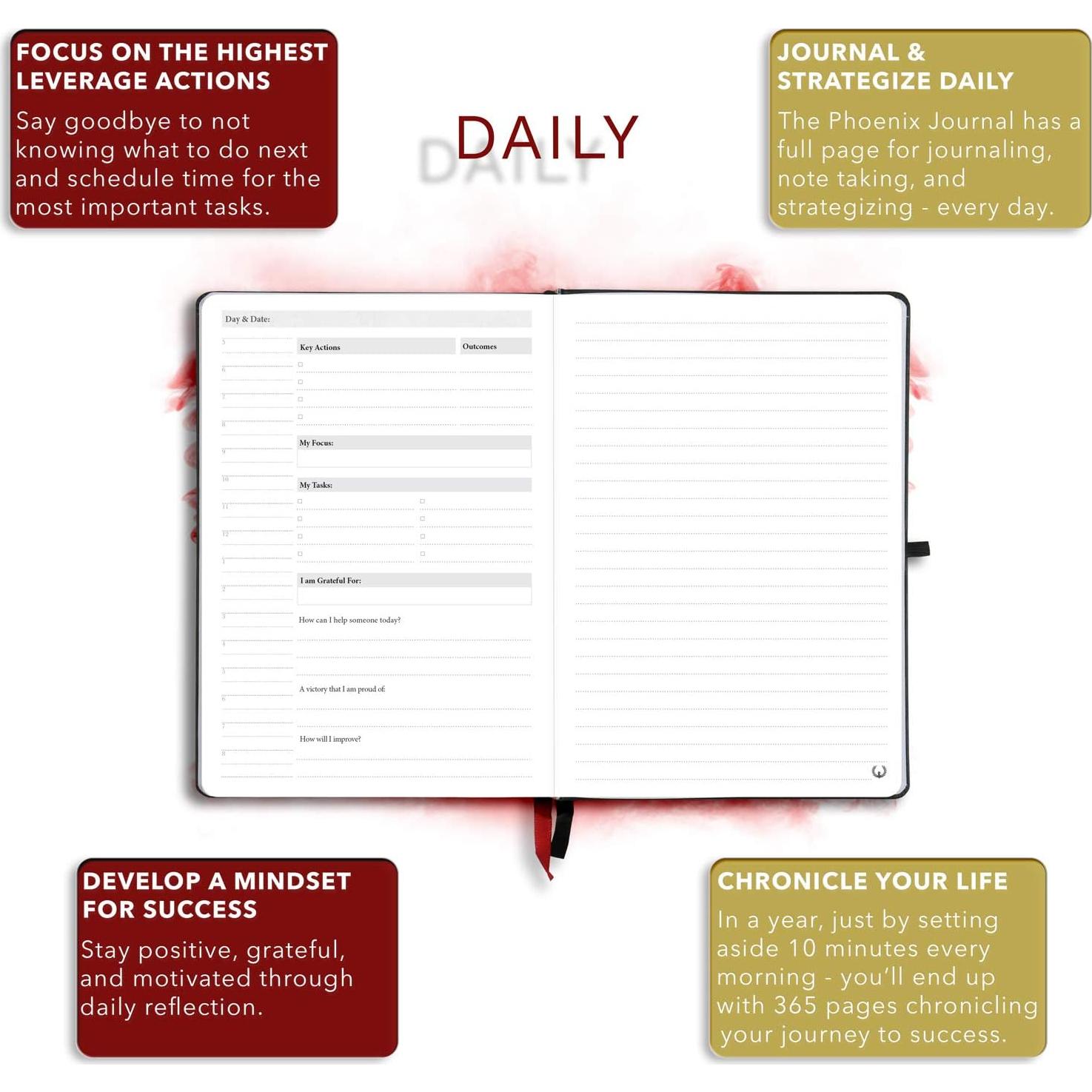 Planificador Diario Phoenix - Organizador de Metas A5 Tapa Dura