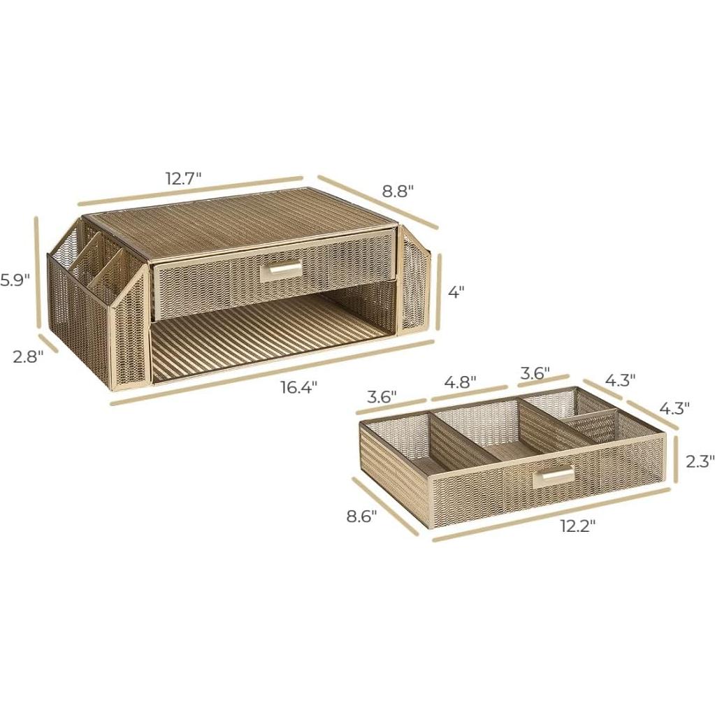 Soporte para Monitor Blu Monaco Dorado con Cajones 2