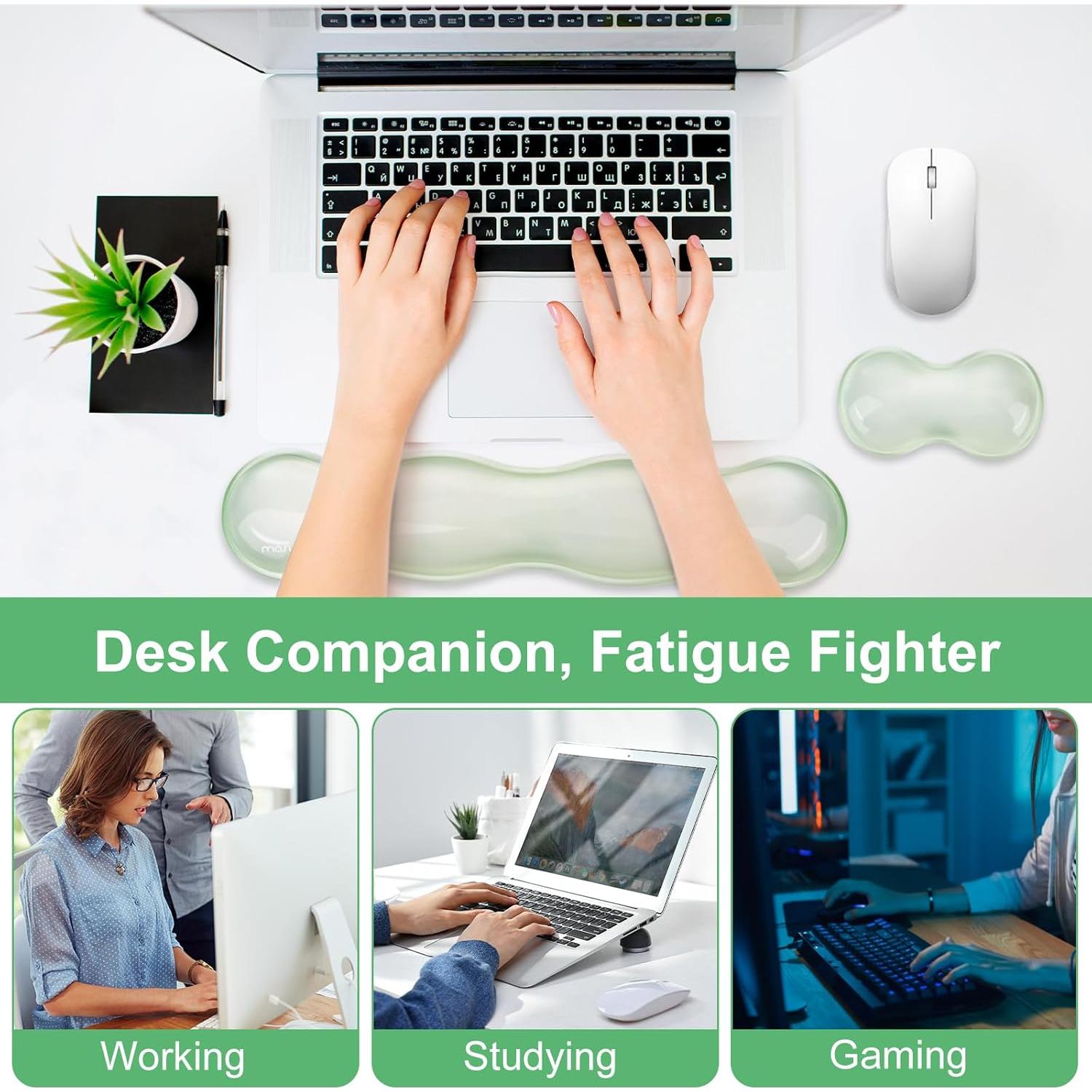 Reposamuñecas de Gel Ergonómico Mosiso Verde Menta 2 Piezas