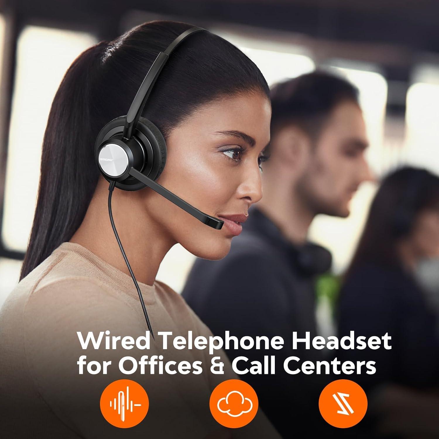 Auricular de Teléfono Emaiker EMK810 con Micrófono Cancelación Ruido