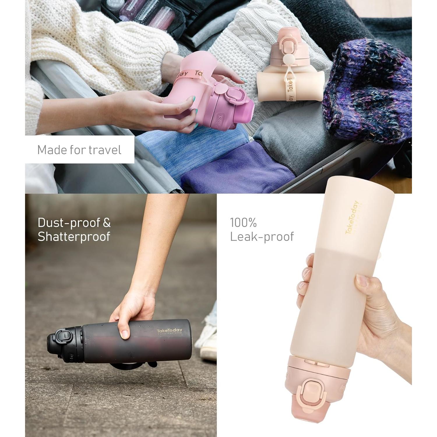 Botella de Agua Plegable TakeToday 600ml Silicona A Prueba de Fugas