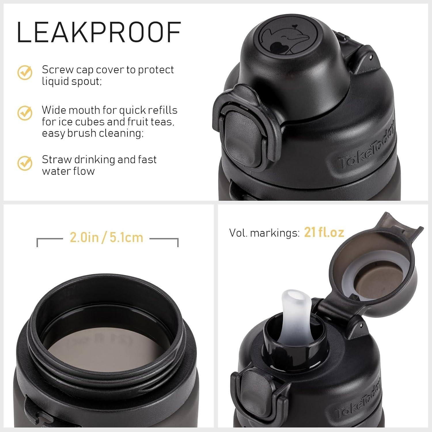 Botella de Agua Plegable TakeToday 600ml Silicona A Prueba de Fugas