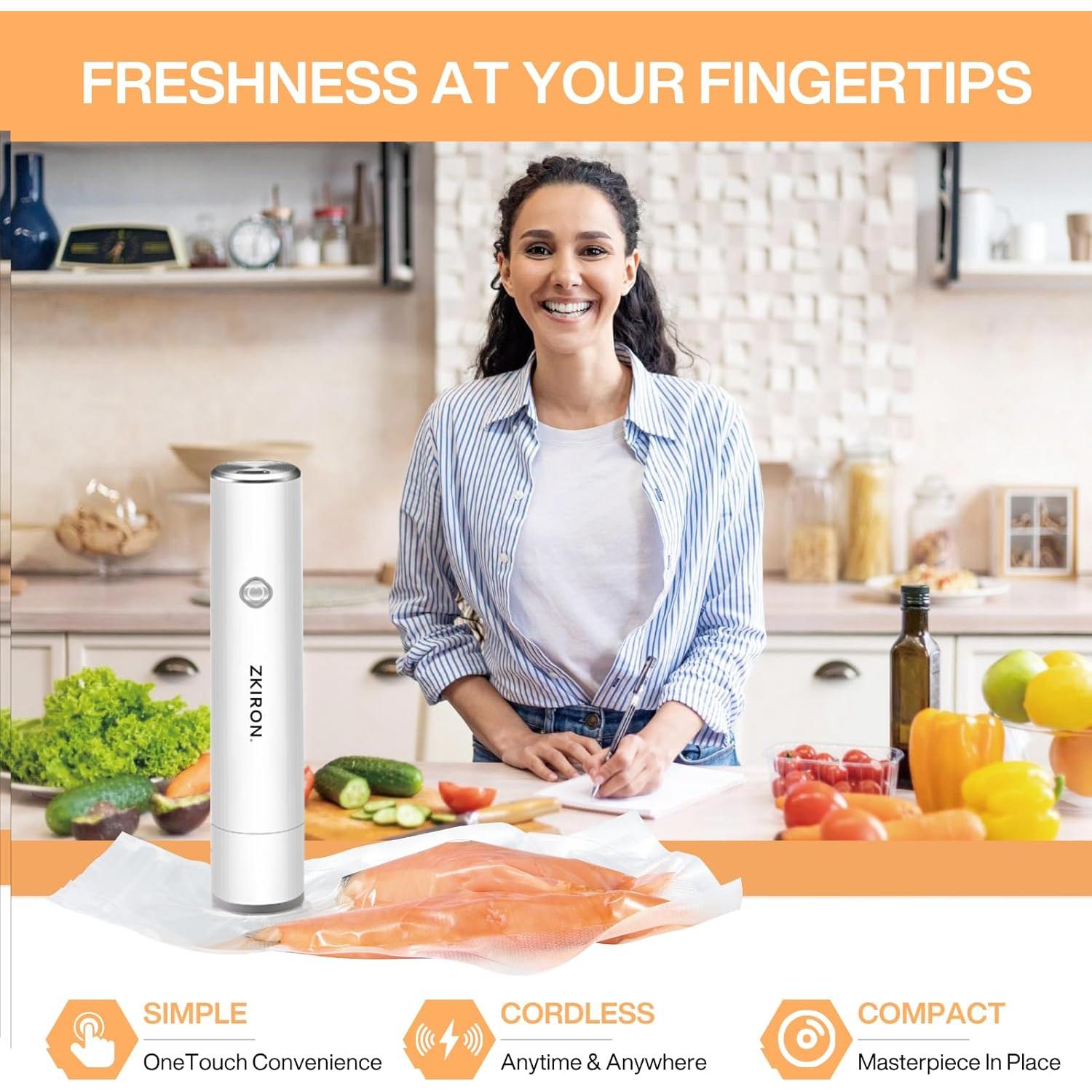 Máquina Selladora de Vacío ZKIRON OneTouch - Compacta y Recargable