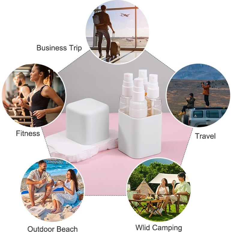 Kit de Botellas de Viaje 4-en-1 Kiyza 50ml a Prueba de Fugas