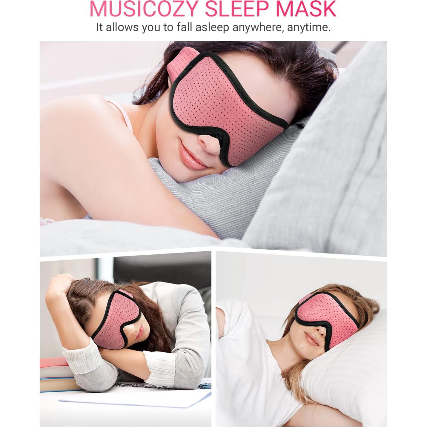 MUSICOZY Máscara para Dormir 3D Transpirable Rosa Claro