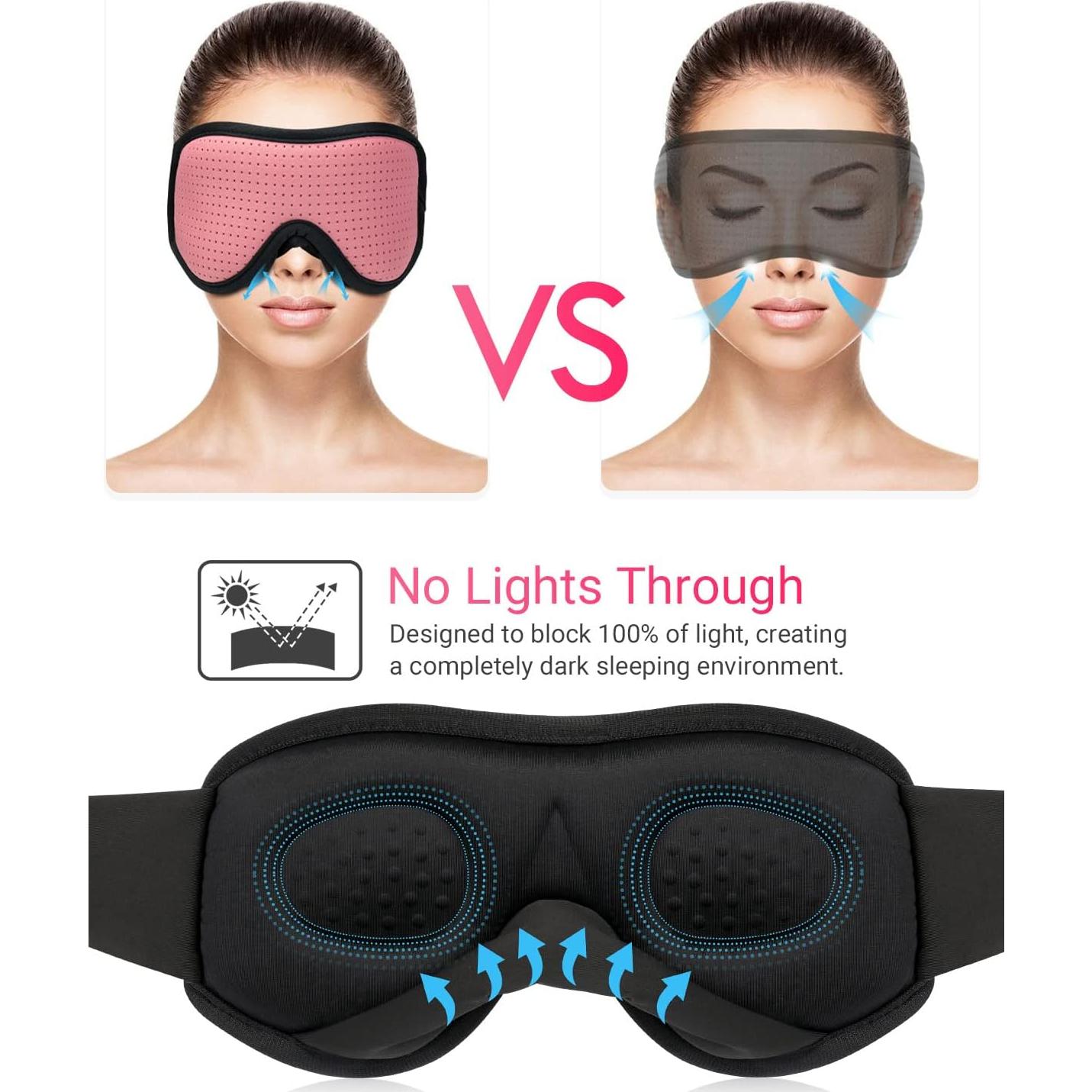 MUSICOZY Máscara para Dormir 3D Transpirable Rosa Claro