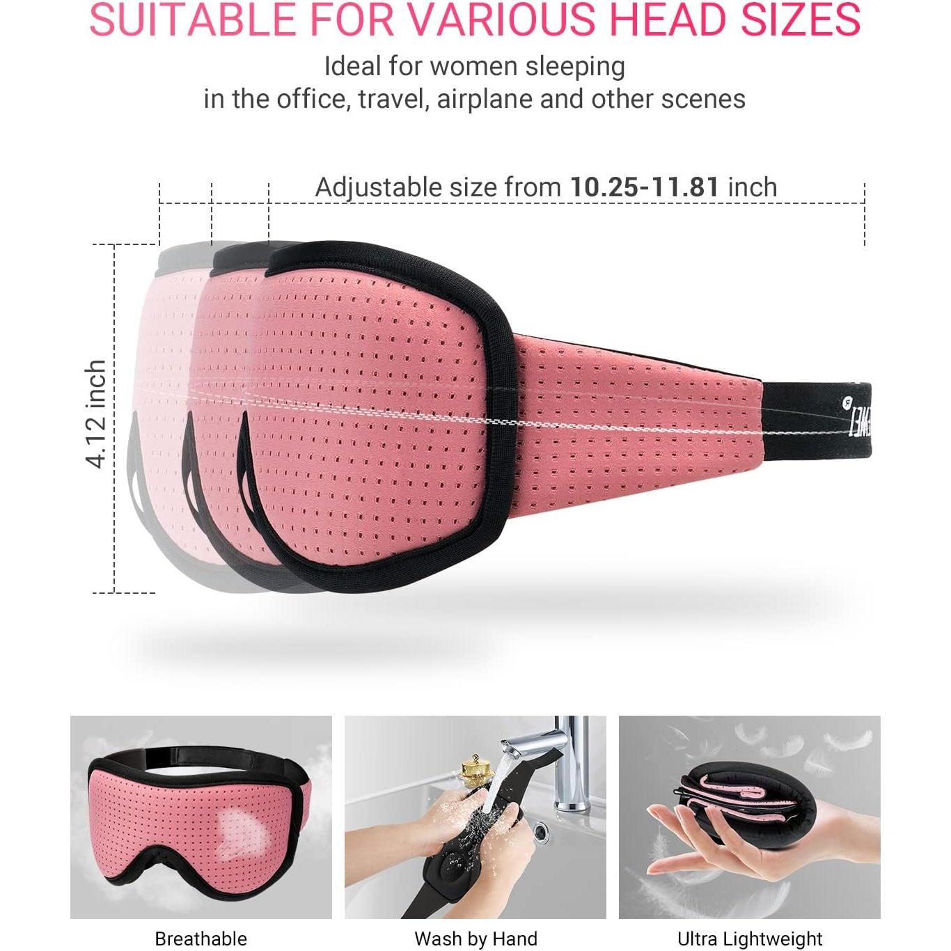MUSICOZY Máscara para Dormir 3D Transpirable Rosa Claro