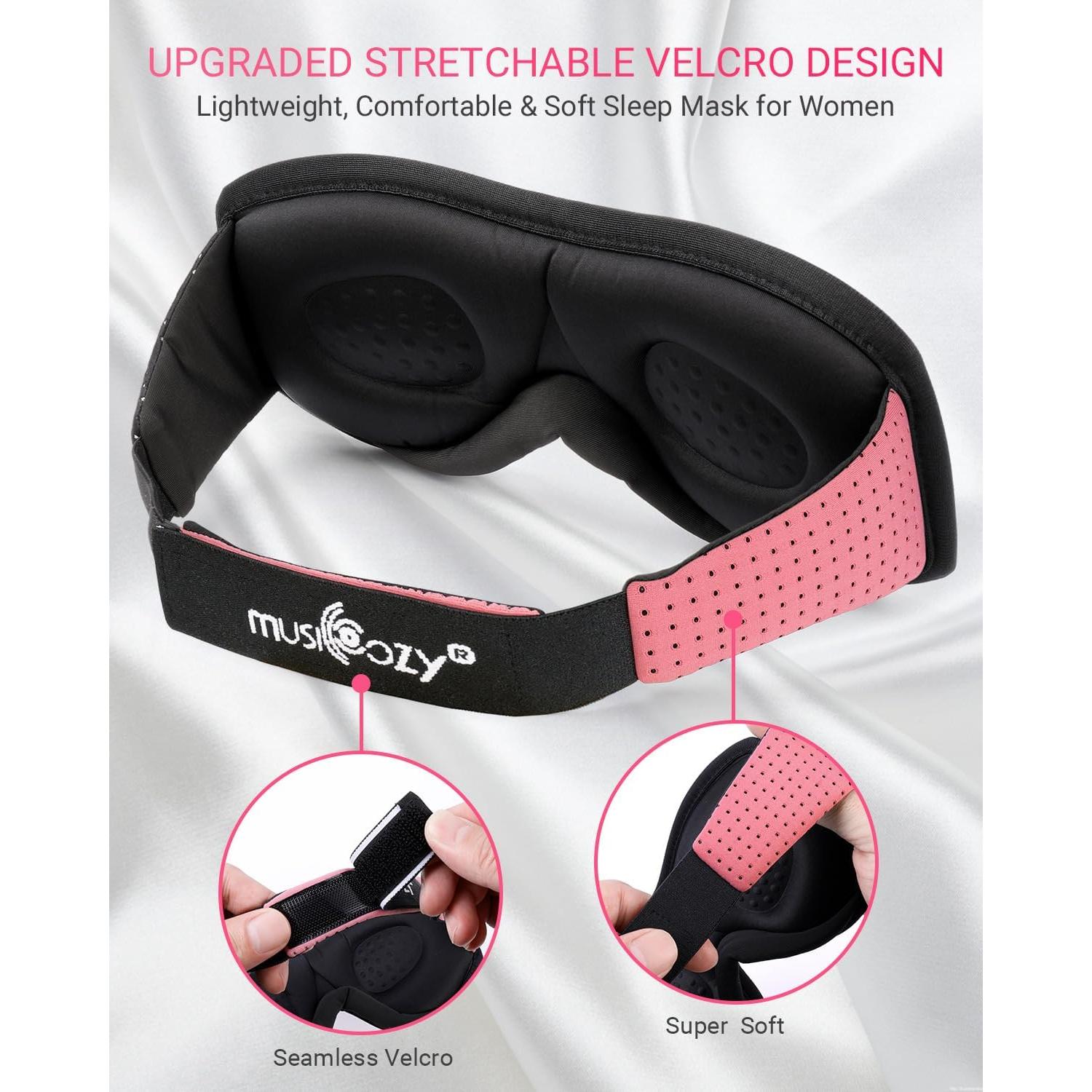 MUSICOZY Máscara para Dormir 3D Transpirable Rosa Claro