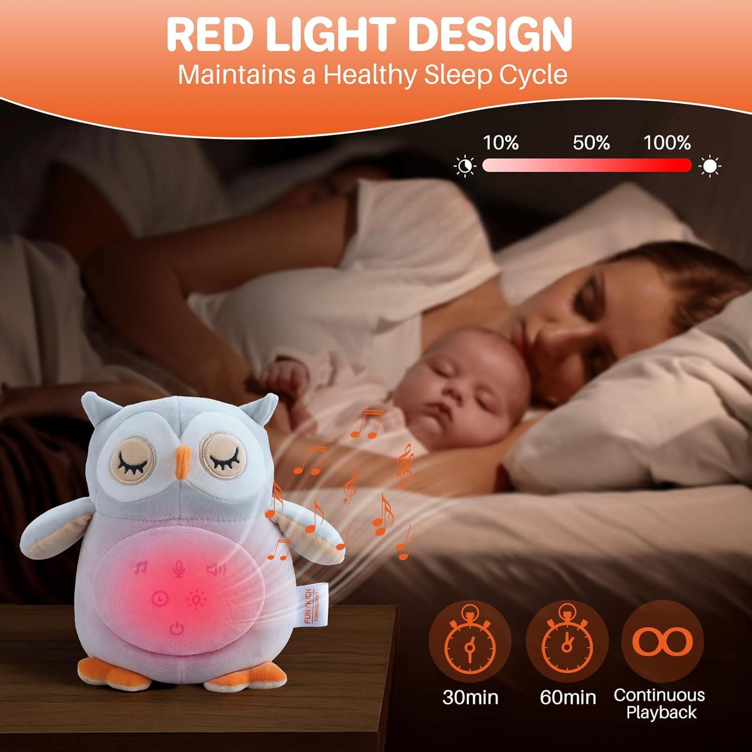 Máquina de Sonido para Bebés FUNYKICH Búho Recargable 12 Sonidos