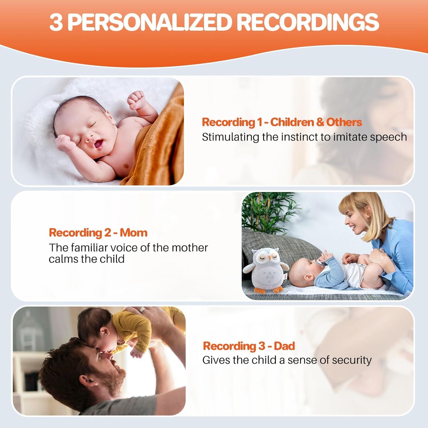 Máquina de Sonido para Bebés FUNYKICH Búho Recargable 12 Sonidos