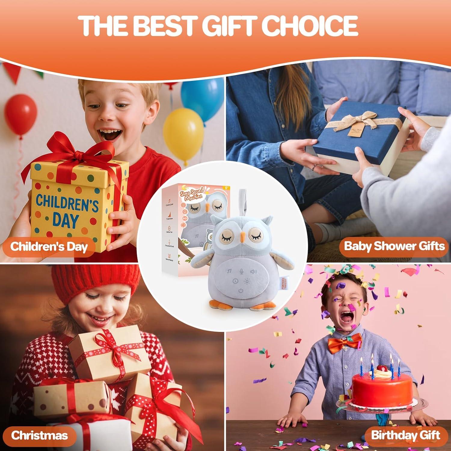 Máquina de Sonido para Bebés FUNYKICH Búho Recargable 12 Sonidos