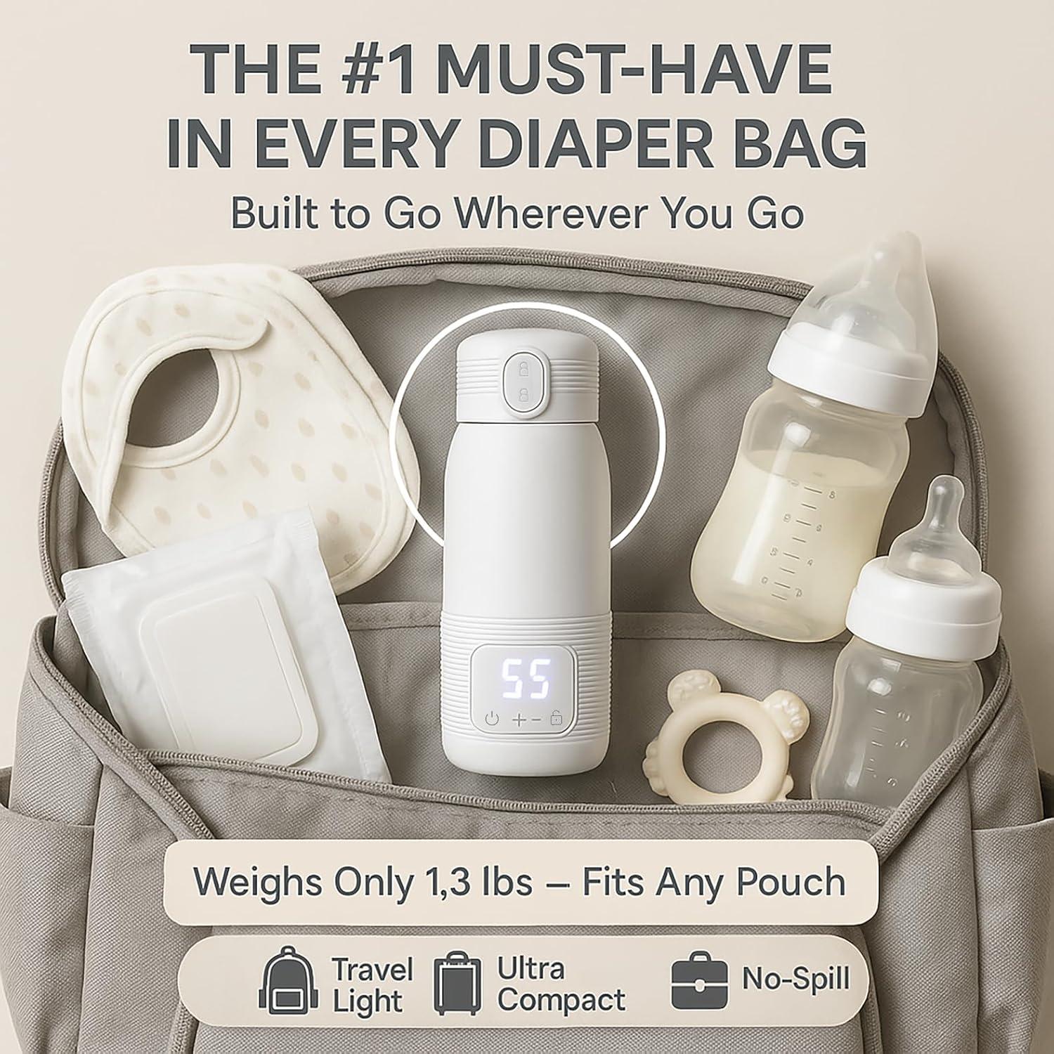 Calentador de Botellas Portátil VEMJO 12oz USB Rápido Blanco