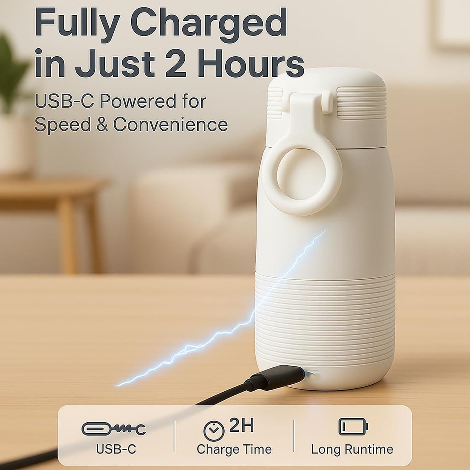 Calentador de Botellas Portátil VEMJO 12oz USB Rápido Blanco