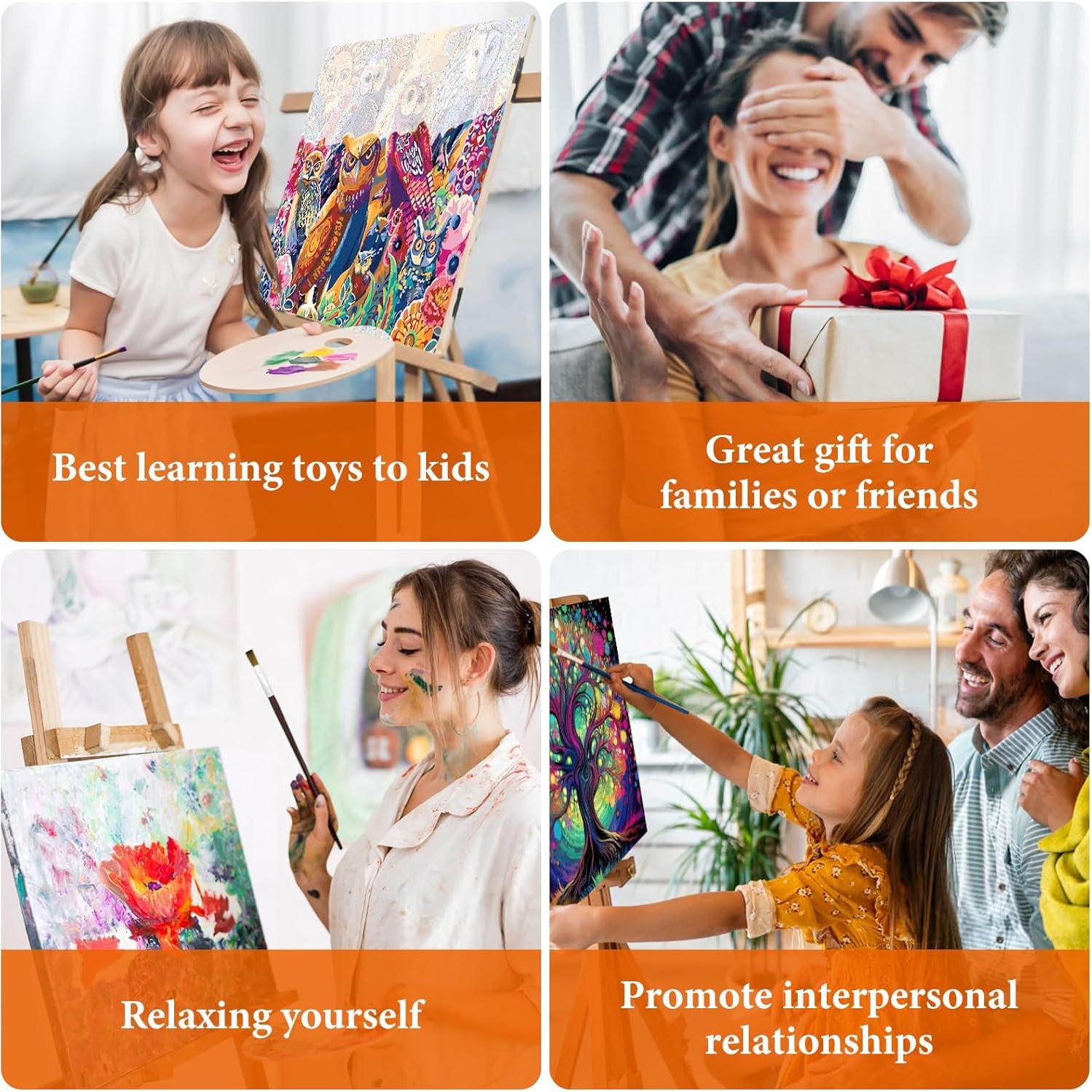 Kit de Pintura por Números Fountor para Adultos - 2 Lienzos 30x40 cm