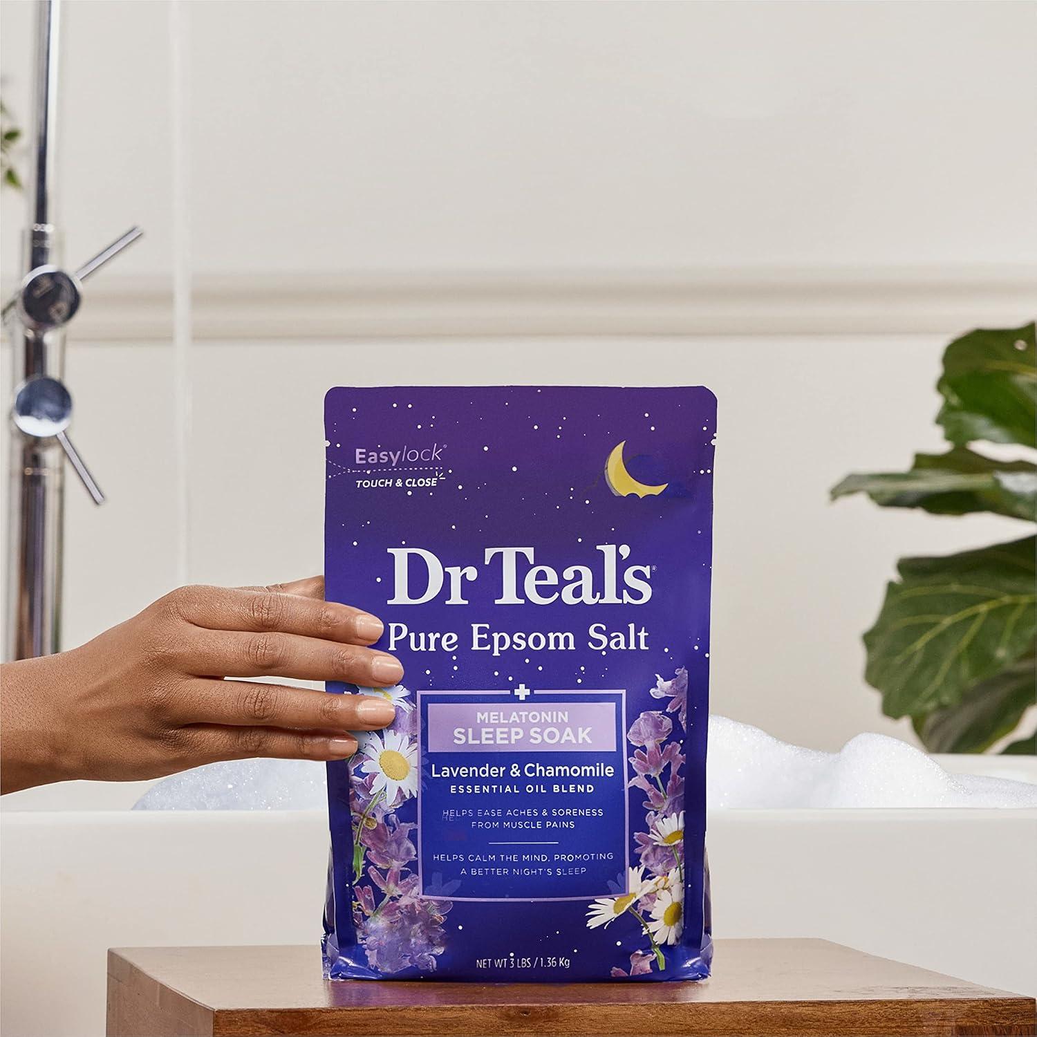 Baño de Sal de Epsom Dr Teal 1.36 kg con Melatonina y Lavanda