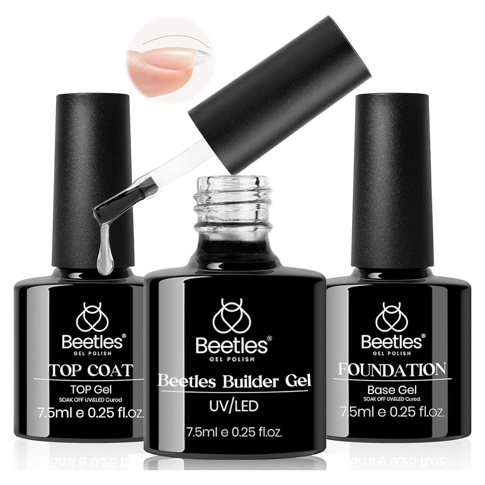 Set Gel Constructor y Top Coat Beetles 3Pcs 7.5ml Uñas