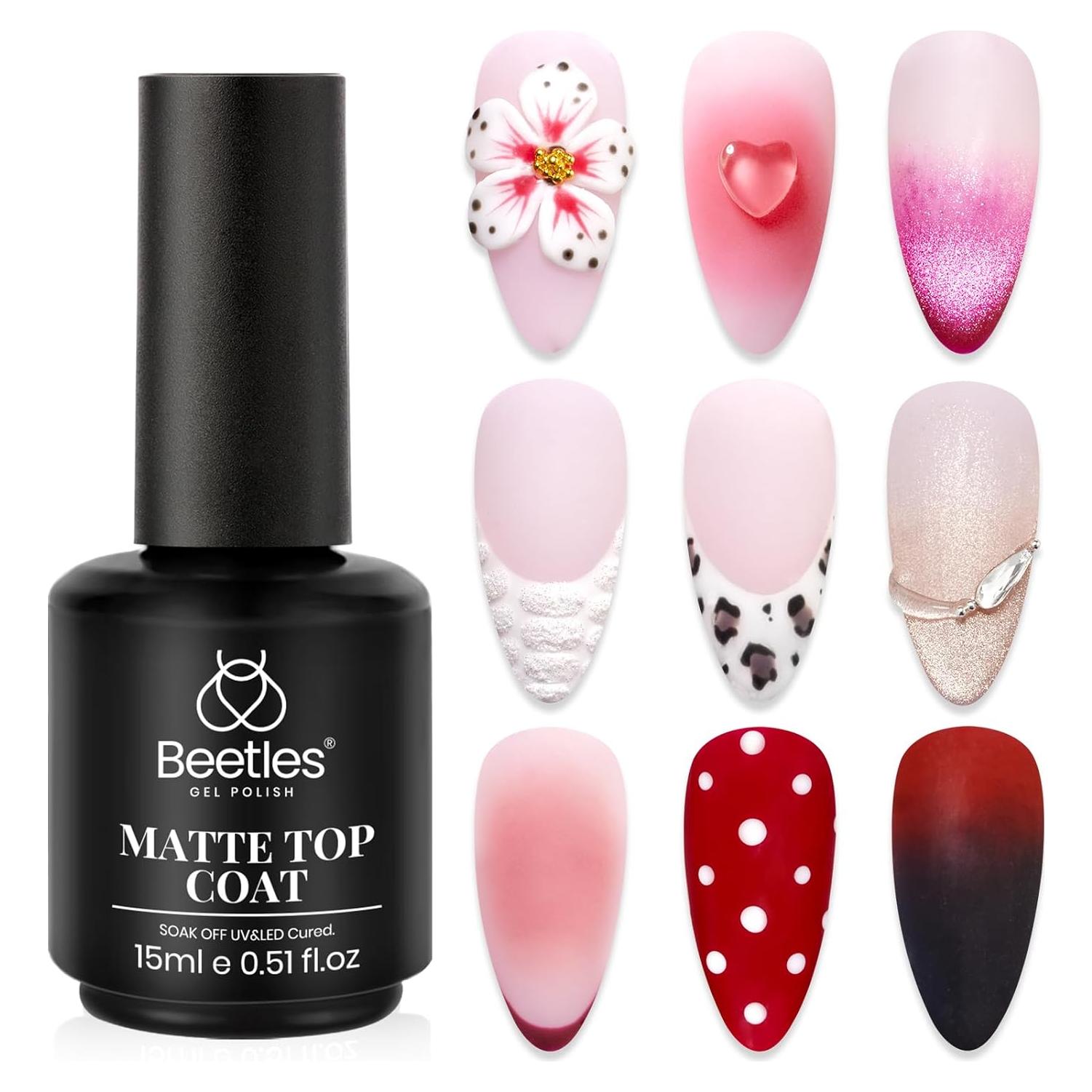 Capa Superior Mate Beetles 15ml - Acabado Duradero para Uñas