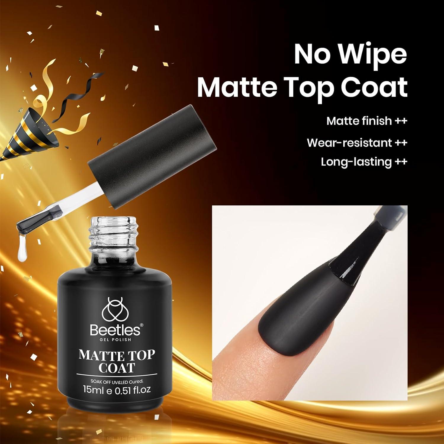 Capa Superior Mate Beetles 15ml - Acabado Duradero para Uñas