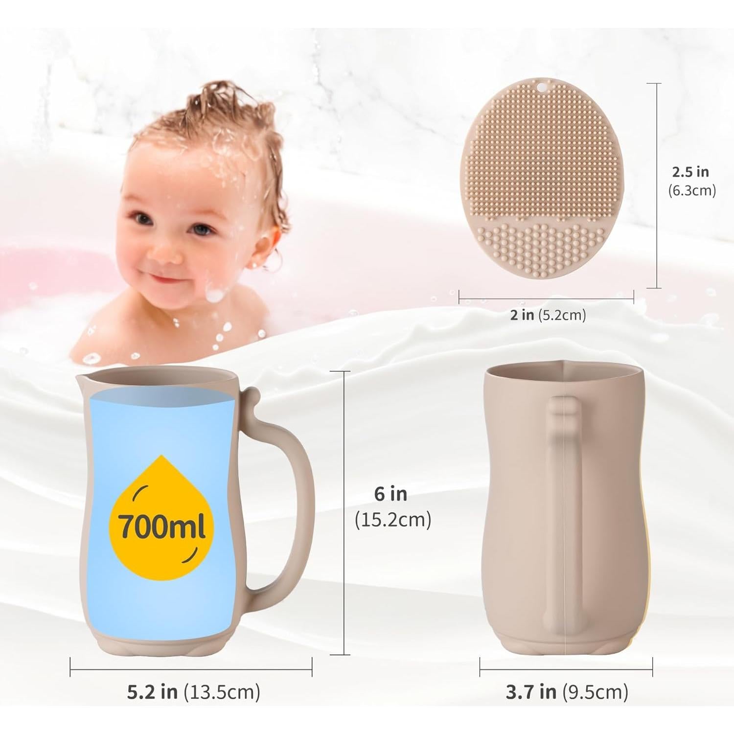 Taza de Enjuague para Bebés Mandu Beige 700 ml Silicona Suave