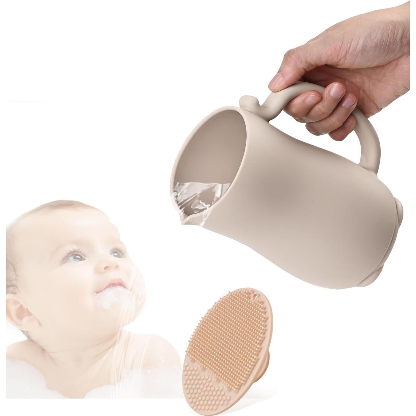 Taza de Enjuague para Bebés Mandu Beige 700 ml Silicona Suave