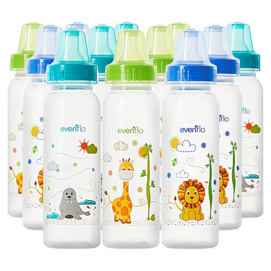 Botellas Estándar Evenflo Feeding Classic Prints 8 Oz - Paquete de 12