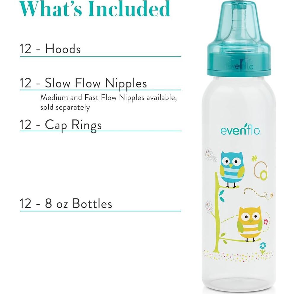 Botellas Estándar Evenflo Feeding Classic Prints 8 Oz - Paquete de 12