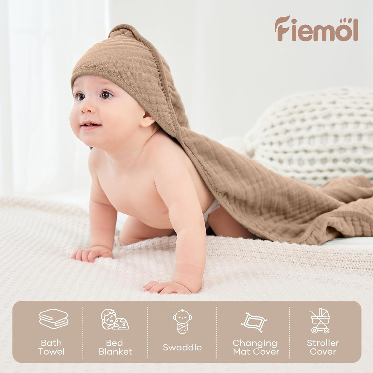 Toallas con Capucha FIEMOL de Algodón Muselina 81x81 cm - Paquete de 2