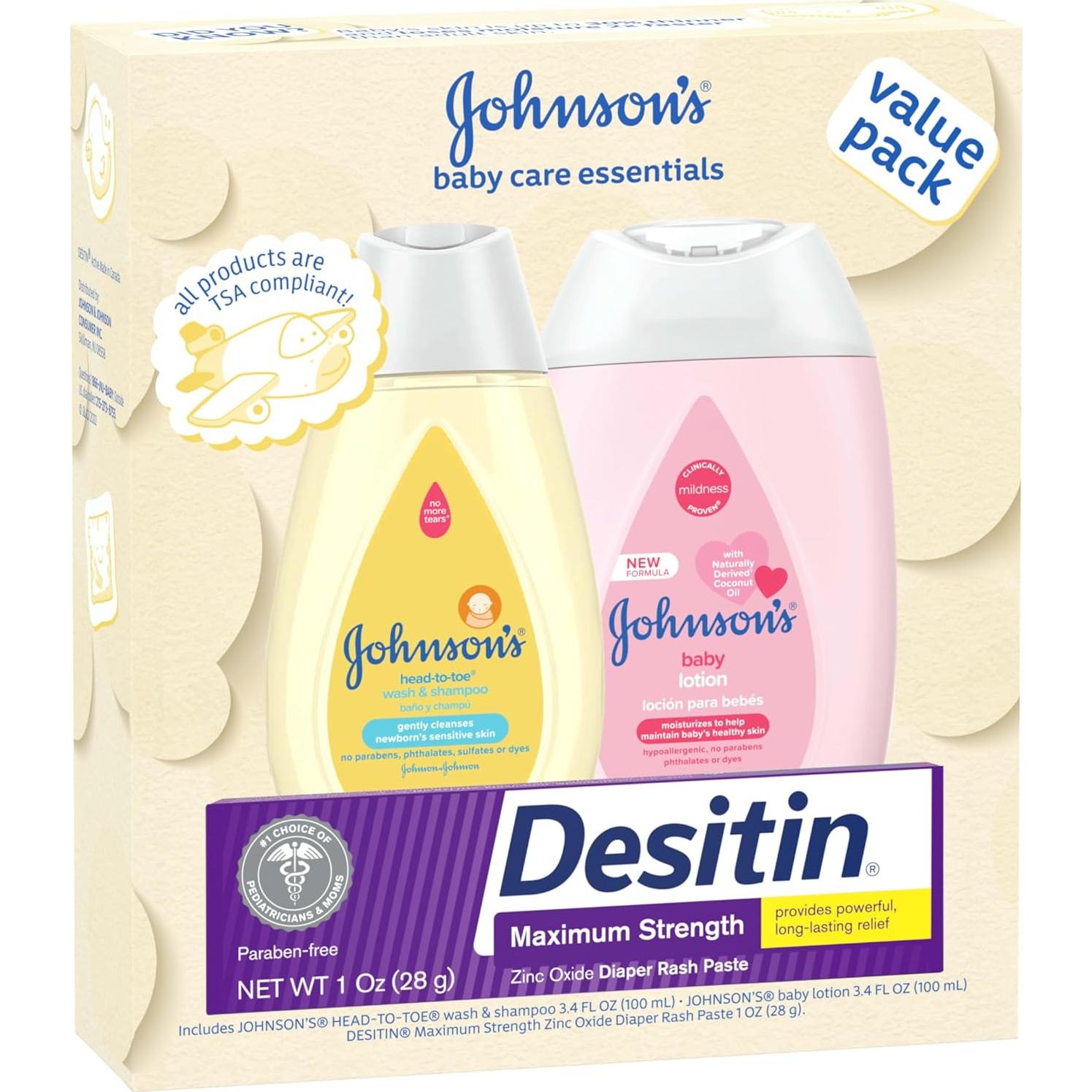 Set de Regalo Johnson para Cuidado del Bebé - 3 Productos Viaje