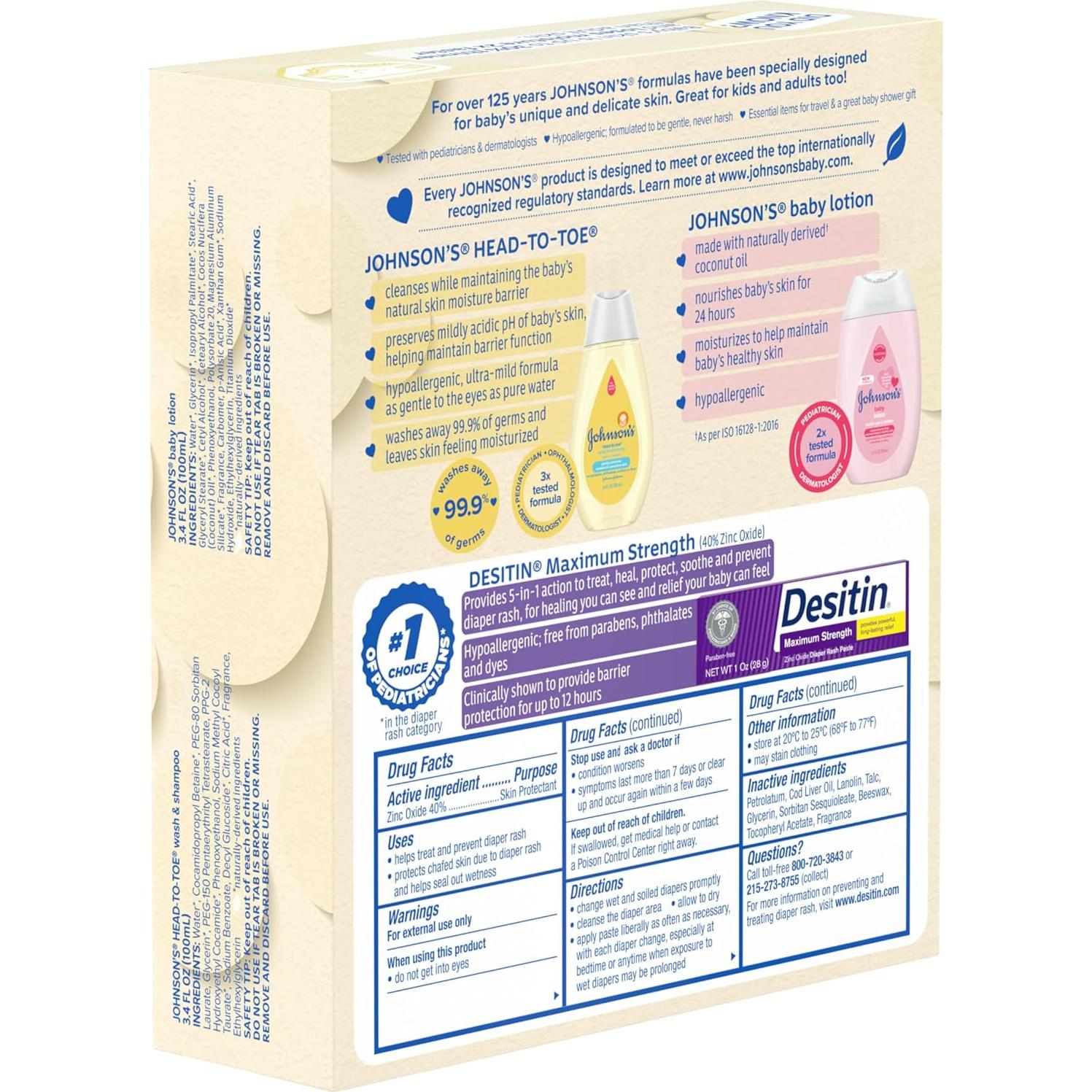 Set de Regalo Johnson para Cuidado del Bebé - 3 Productos Viaje