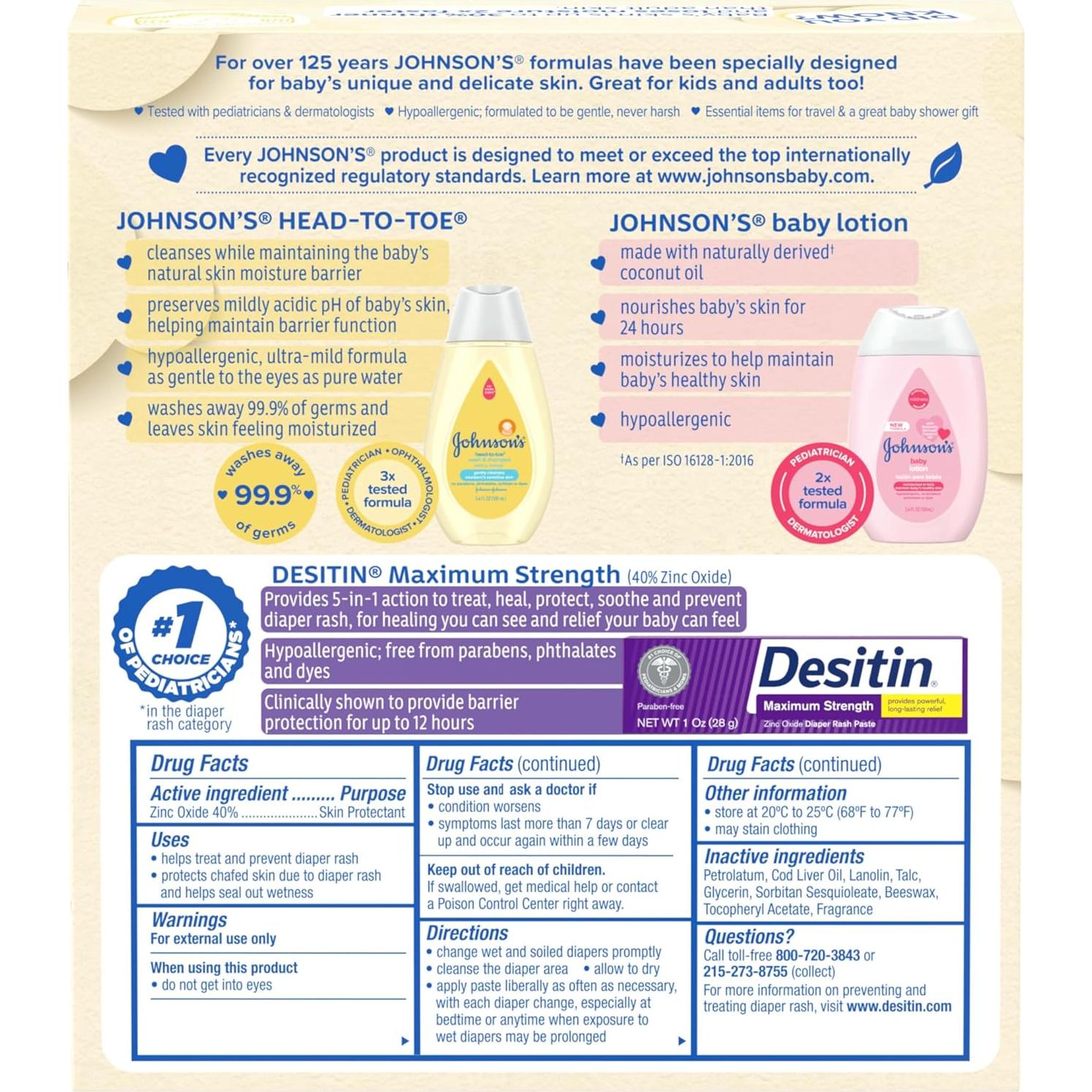 Set de Regalo Johnson para Cuidado del Bebé - 3 Productos Viaje