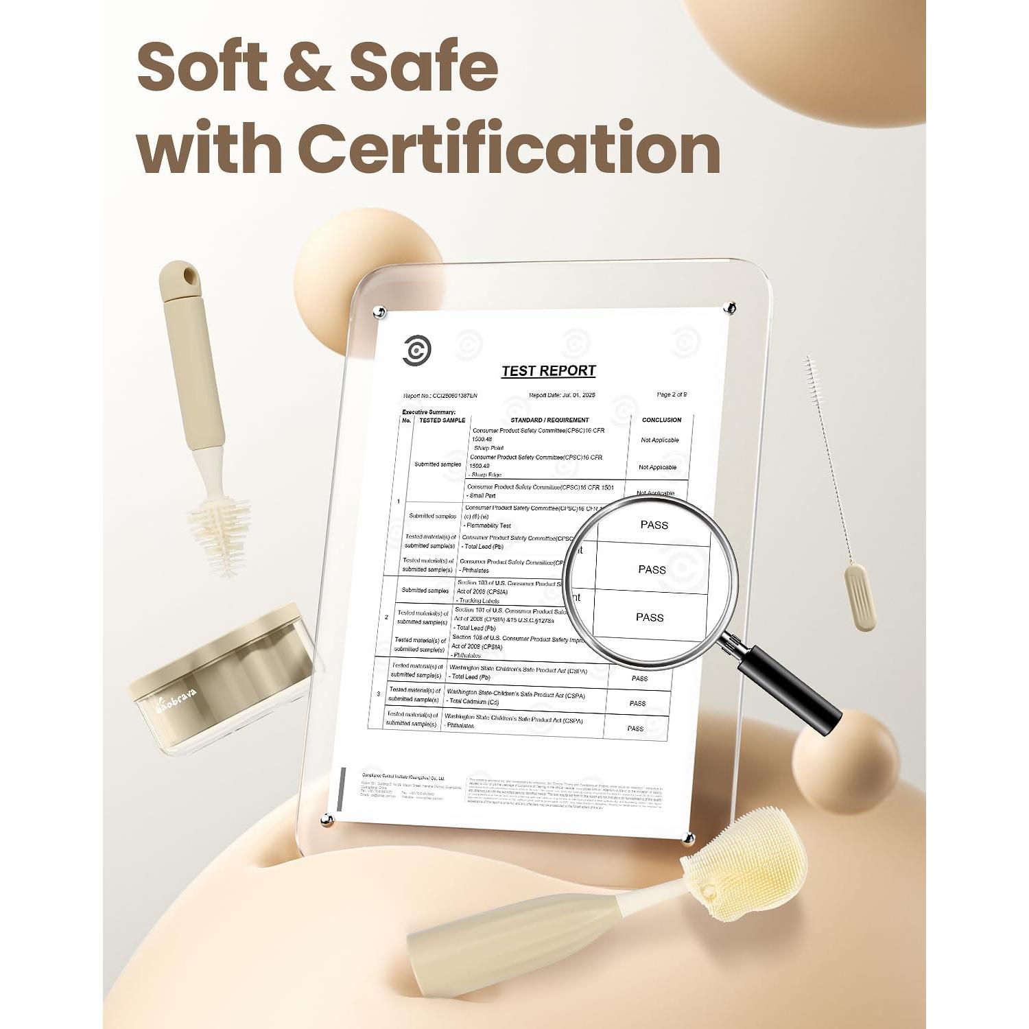 Juego de Cepillos para Biberones Baobrava - 5 Piezas con Dispensador