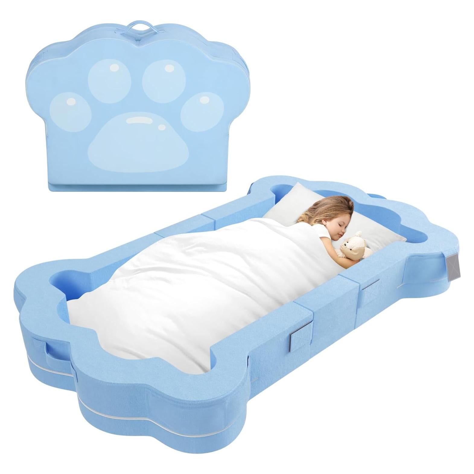 Cama Portátil para Niños Mmucco 140x87 cm Azul Suave