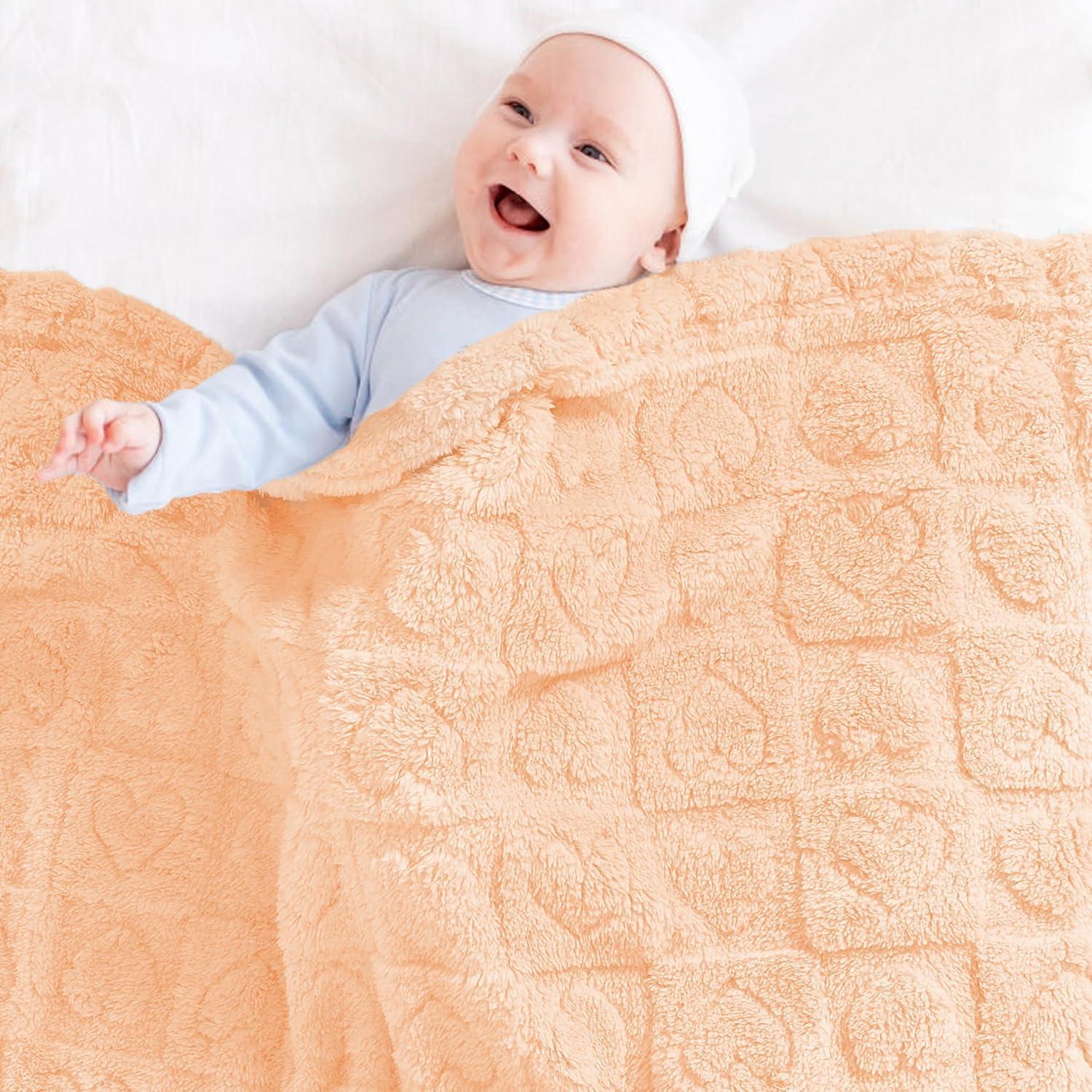 Manta de Bebé Forro Polar Yurhap 76x102cm Corazón a Cuadros