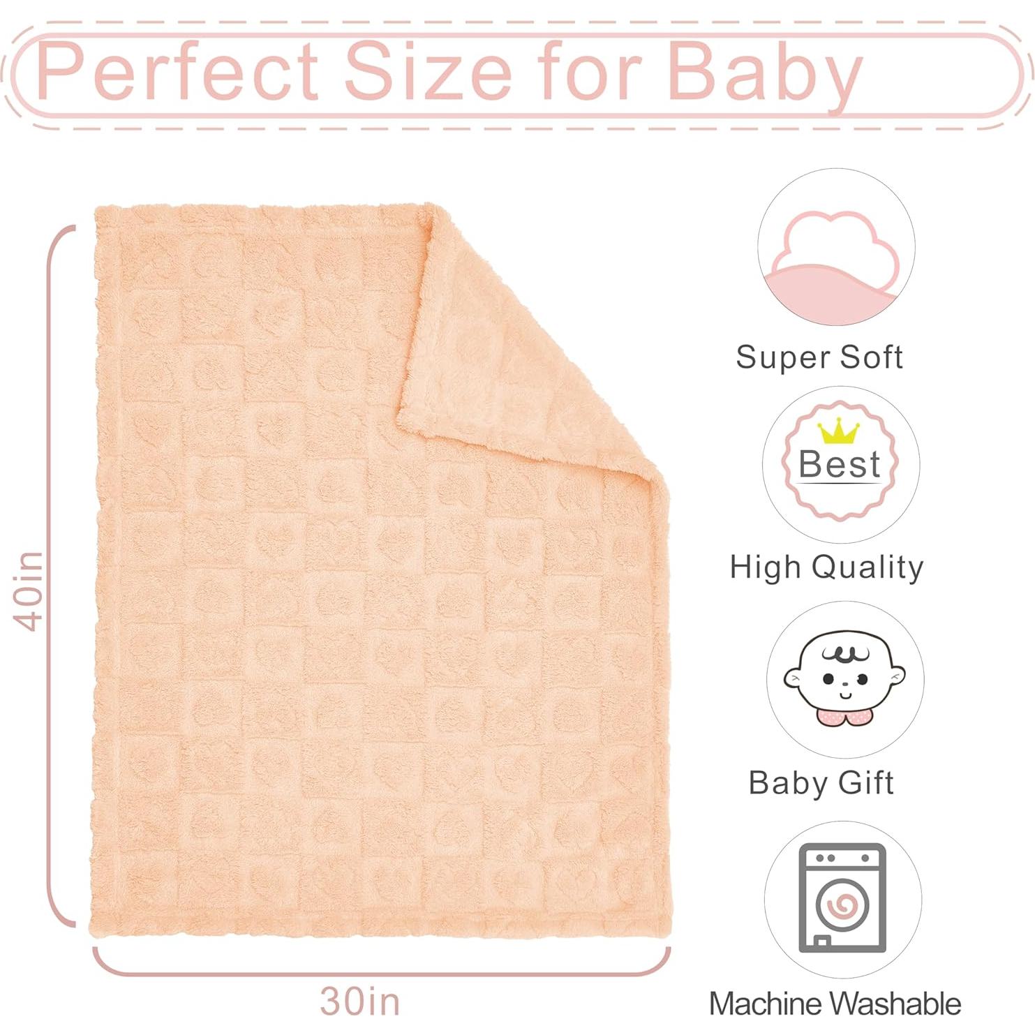 Manta de Bebé Forro Polar Yurhap 76x102cm Corazón a Cuadros