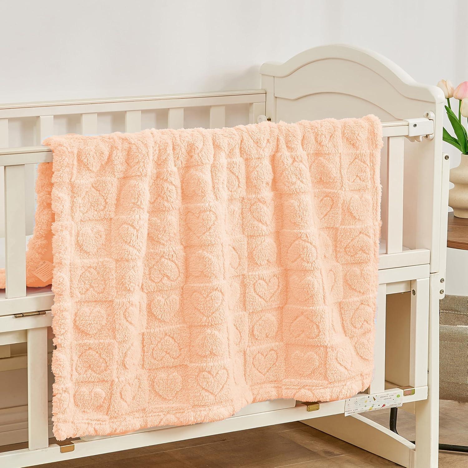 Manta de Bebé Forro Polar Yurhap 76x102cm Corazón a Cuadros