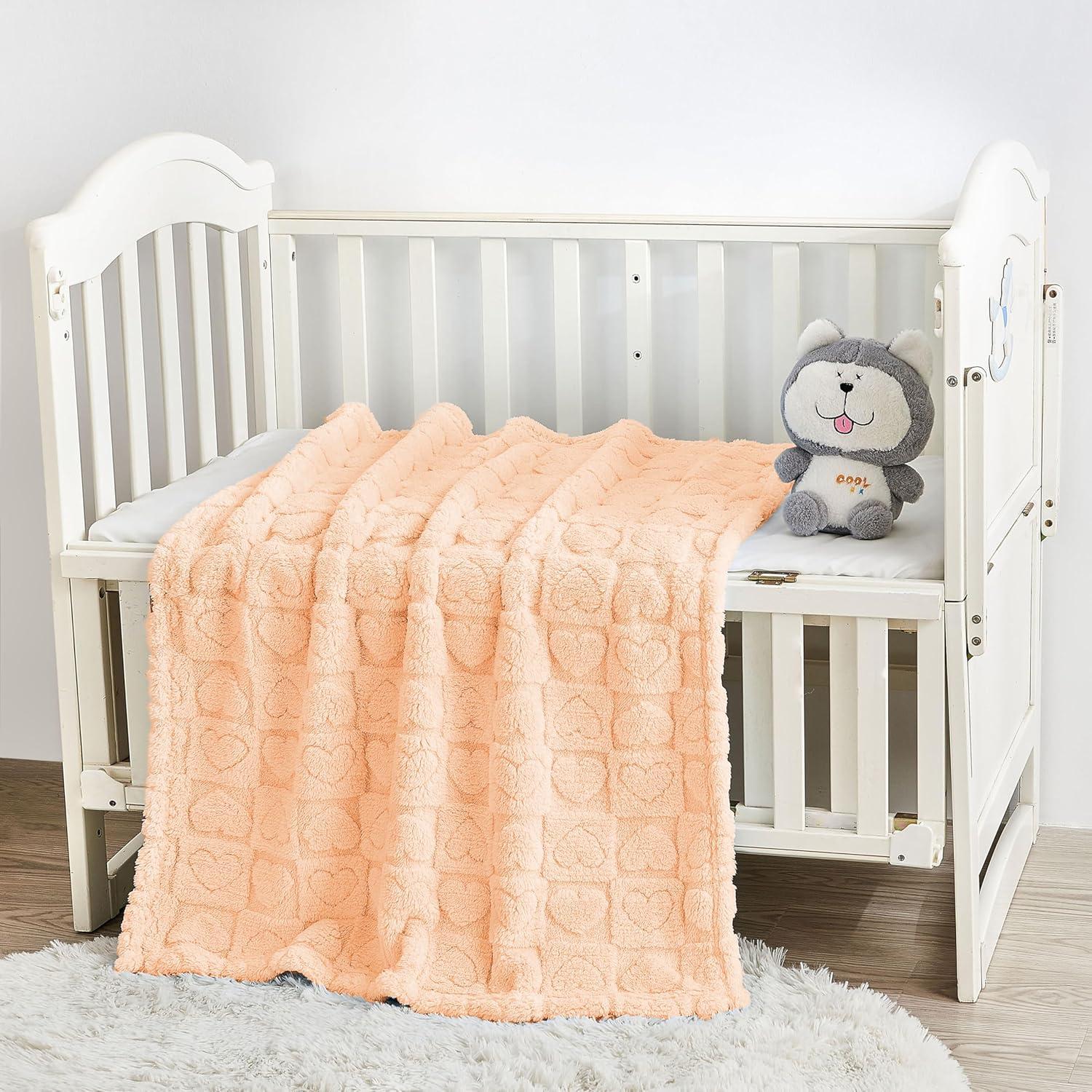 Manta de Bebé Forro Polar Yurhap 76x102cm Corazón a Cuadros