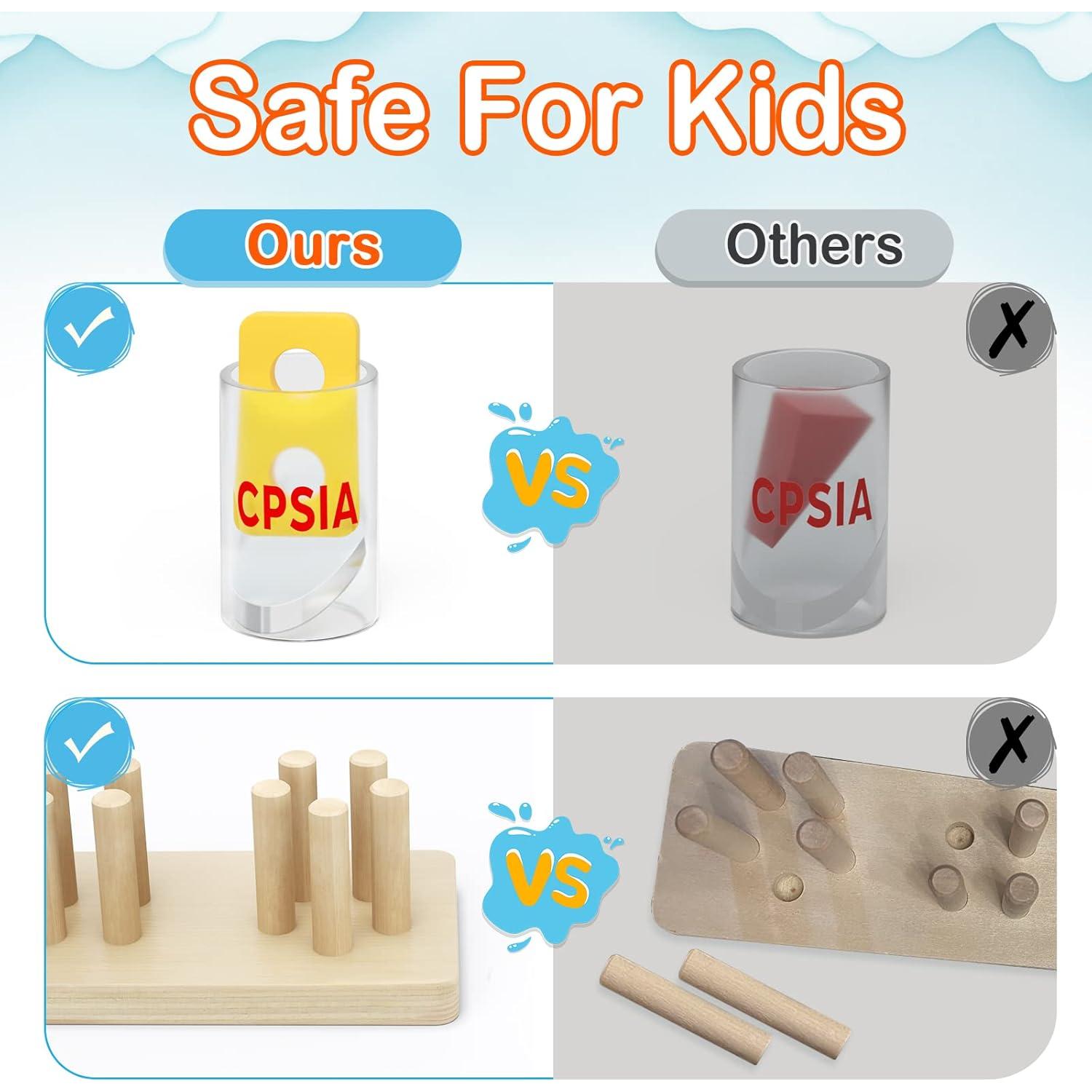 Juguete Montessori PEBIRA de Madera para Niños 1-3 Años