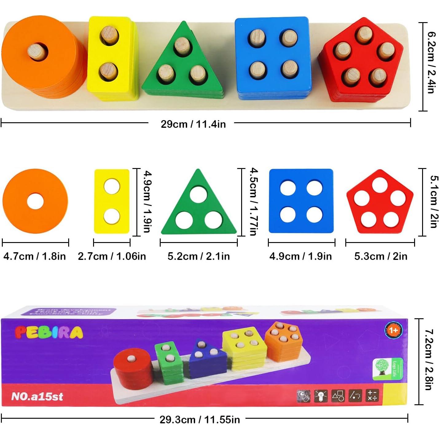 Juguete Montessori PEBIRA de Madera para Niños 1-3 Años