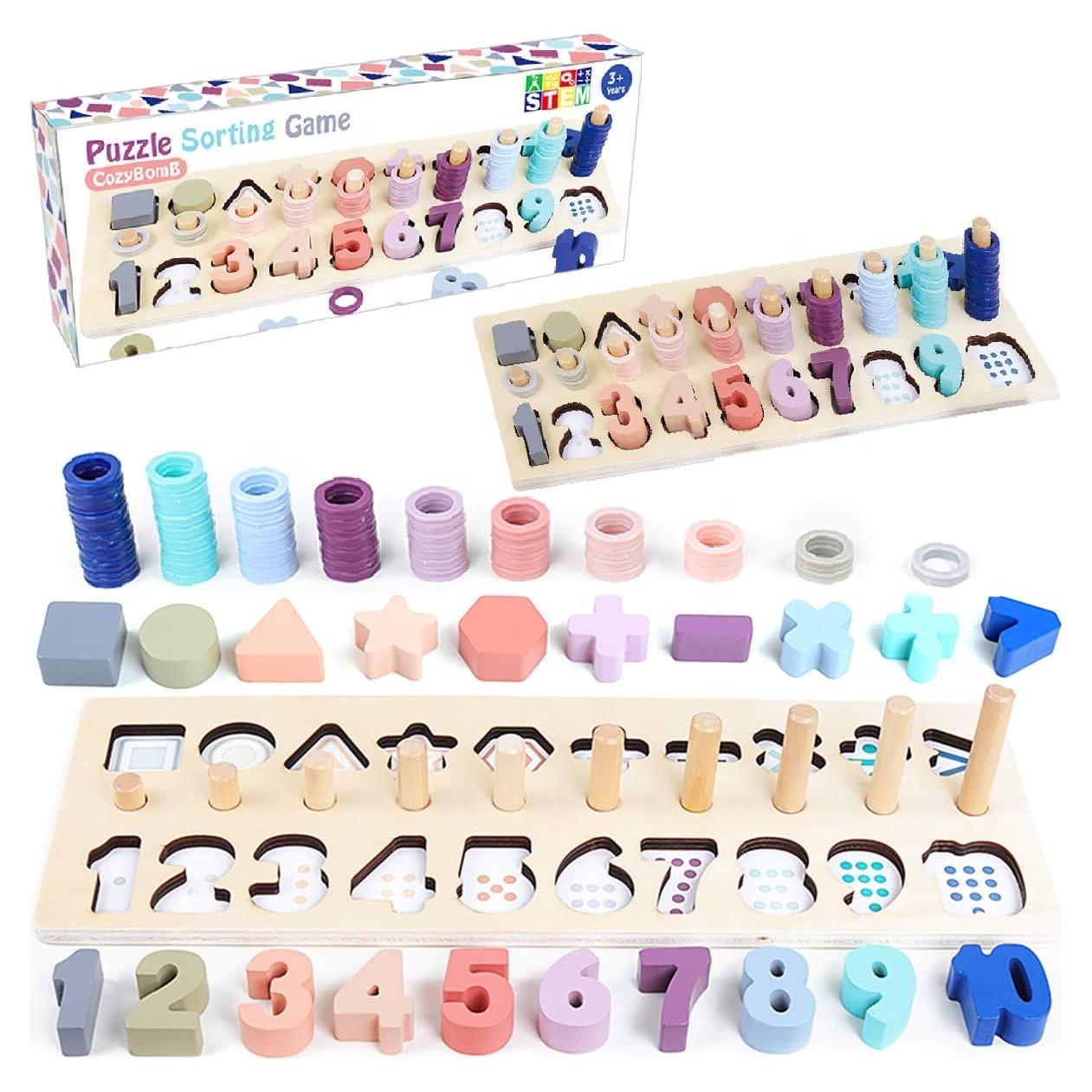 Puzzle de Madera Montessori CozyBomB - Juguete Educativo 3 en 1