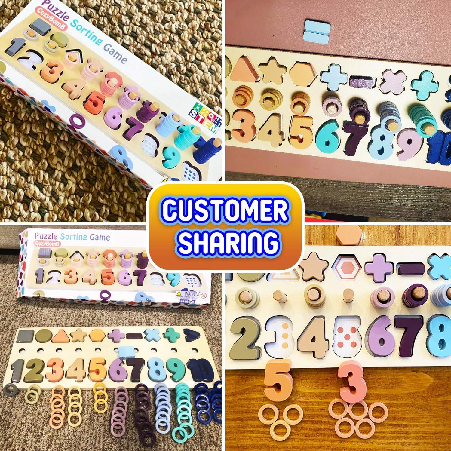 Puzzle de Madera Montessori CozyBomB - Juguete Educativo 3 en 1