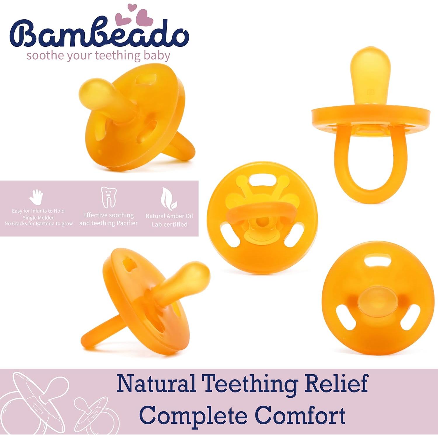 Chupete y Mordedor PaciBamber de Ámbar y Caucho Natural 2u