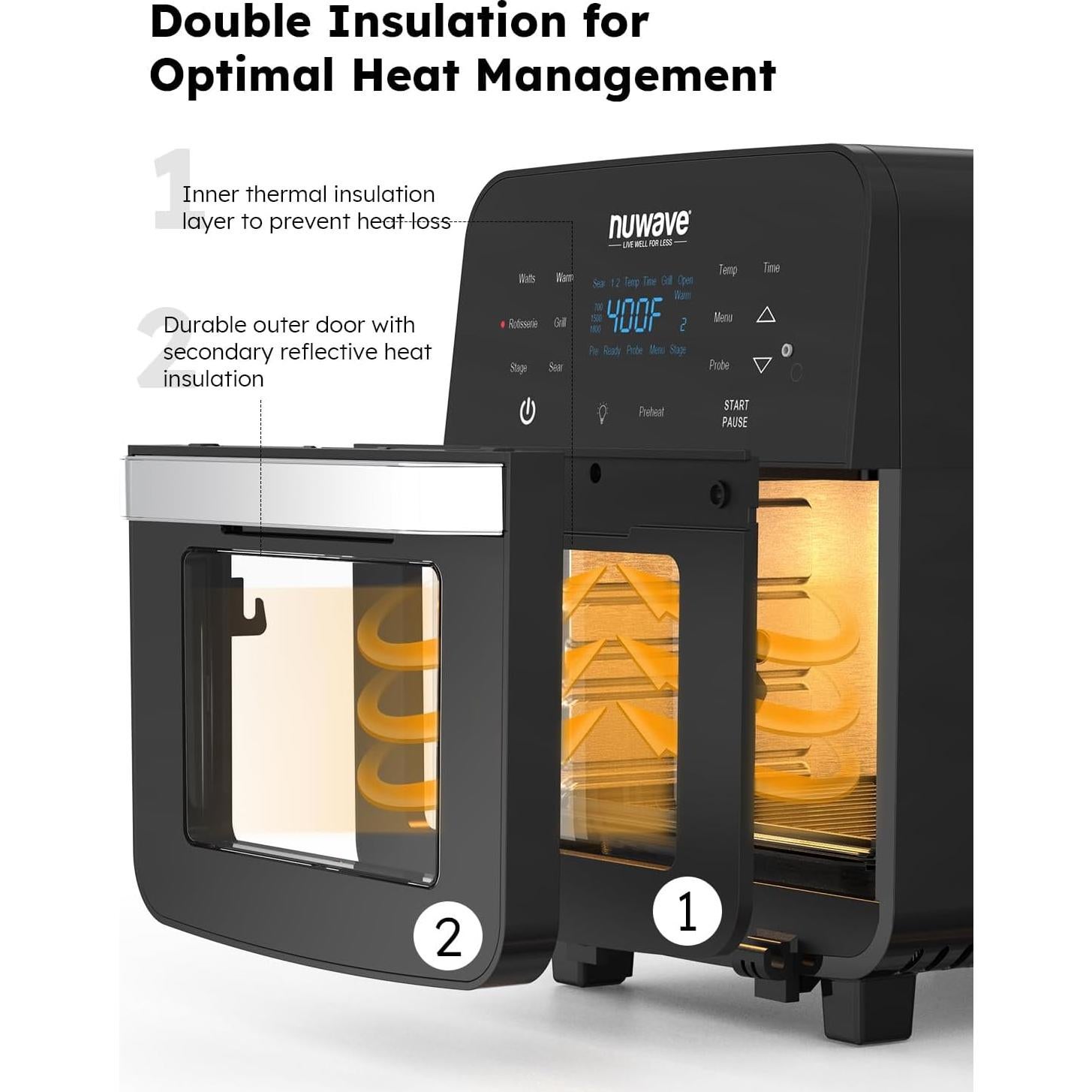 Horno de Freír al Aire Nuwave Brio 15.5Qt XL Acero Inoxidable