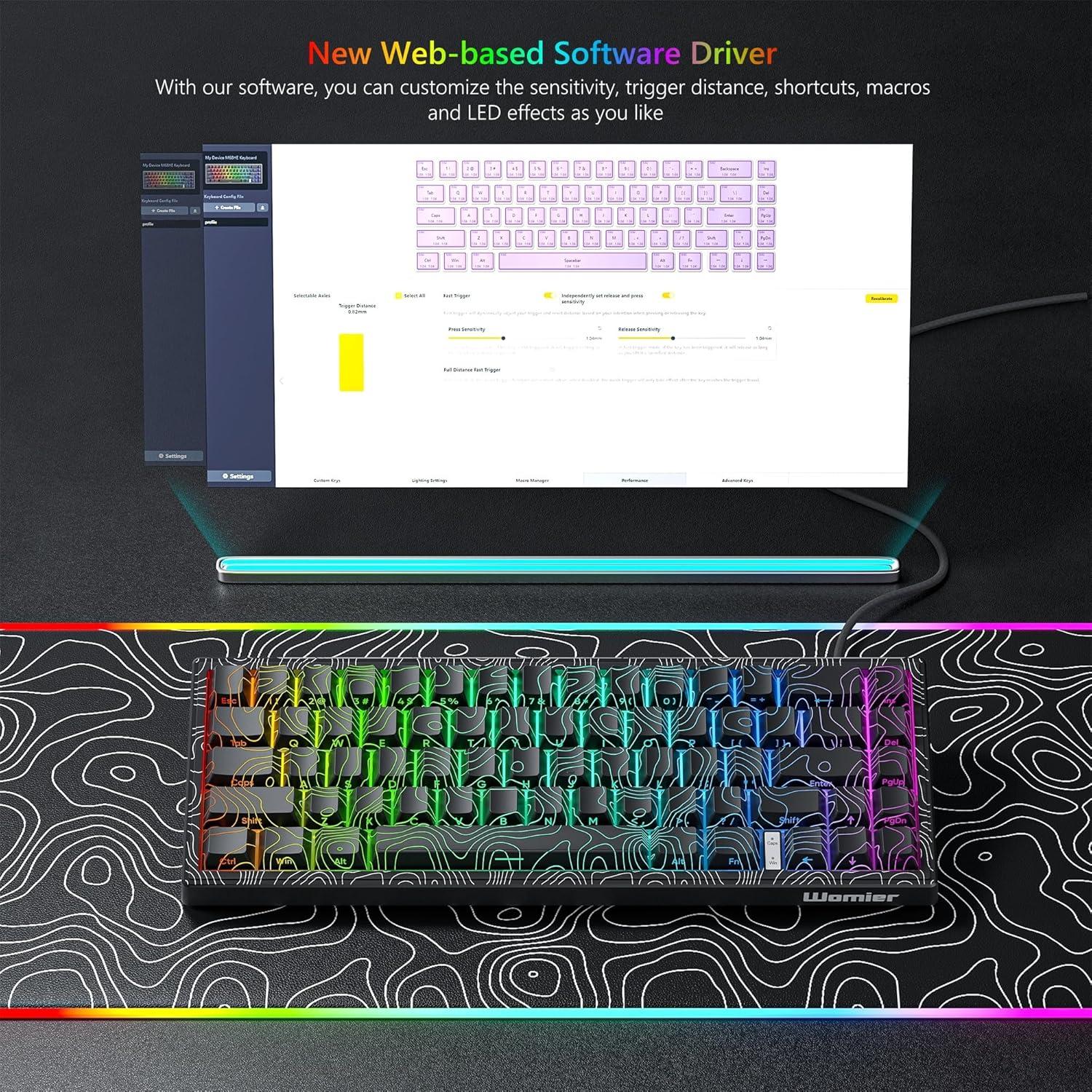 Teclado Gaming Womier M68 HE V2 60% RGB Magnético Negro