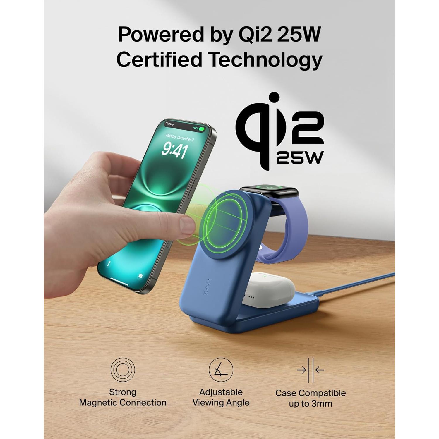 Cargador Inalámbrico 3-en-1 Belkin MagSafe 25W para iPhone