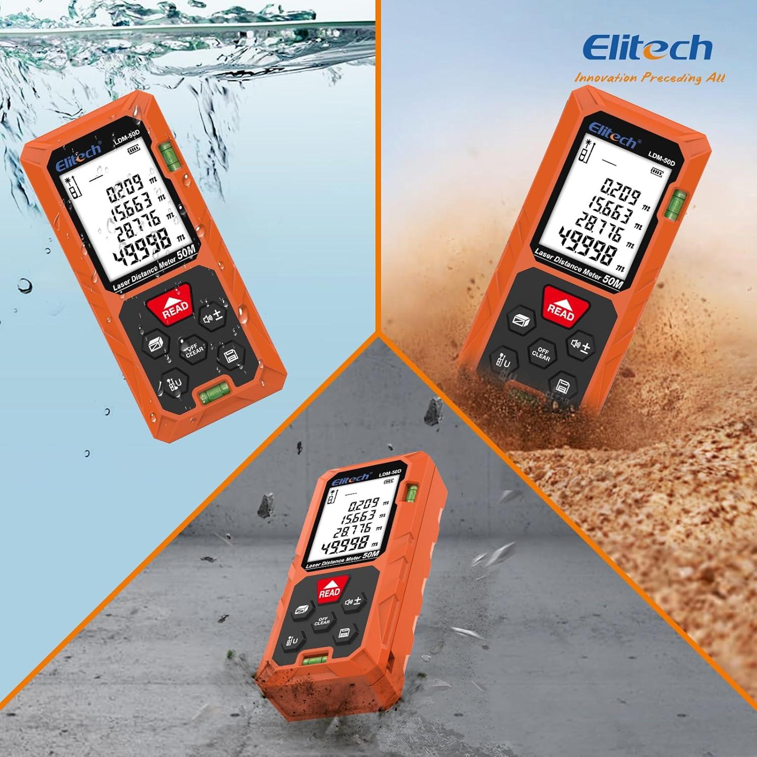 Medidor de Distancia Láser Elitech LDM-50D 50m Precisión ±2mm