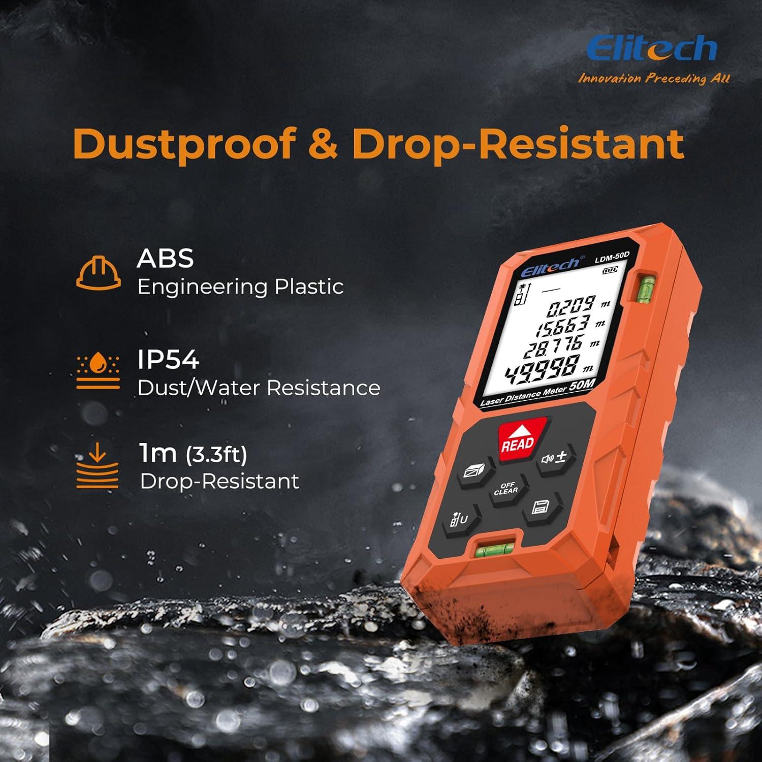 Medidor de Distancia Láser Elitech LDM-50D 50m Precisión ±2mm